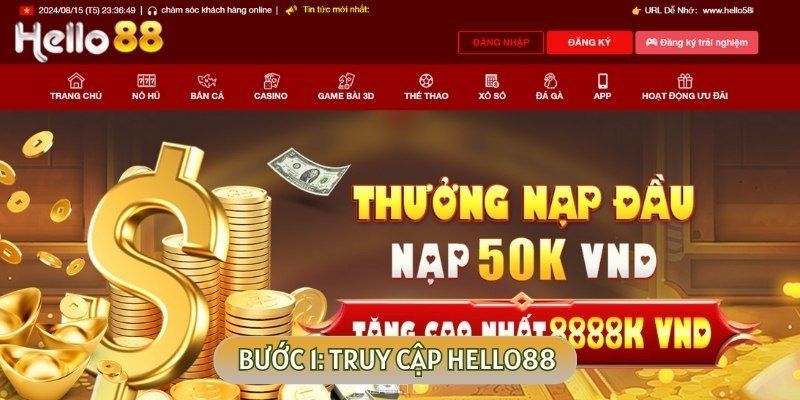 Truy cập địa chỉ web chính thức của hệ thống là bước đầu tiên